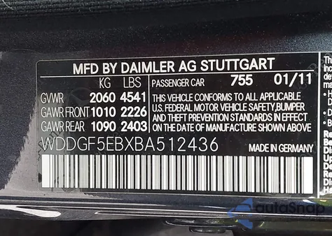 2011 Mercedes-Benz C 300 Luxury/Sport from USA, damaged, VIN WDDGF5EBXBA512436